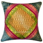 Vibrant Colorful Unique Decorative Boho Gypsy Style Silk Pillow Cover