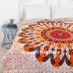 Queen Orange Barsa Medallion Circle Bohemian Bedding Mandala Duvet Cover