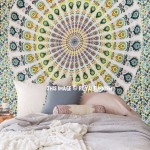 Blend of Yellow & White Peafowl Mandala Tapestry Throw Wall Hanging Bedspread