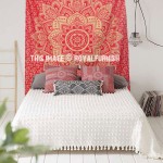 Small Red & Gold Color Geometric Medallion Mandala Tapestry