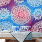 Blue & Red Prismatic Medallion Mandala Galaxy Tapestry