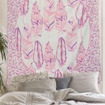 Pink & Purple Summer Feathers Medallion Tapestry 