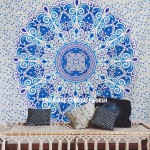 Blue & Teal Zumba Floral Medallion Mandala Tapestry