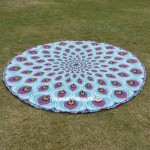 White and Purple Multi Birds Feathers Roundie Beach Throw