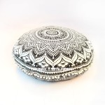 Black Classic Ombre Mandala Round Floor Pillow Cover 32" Inch, Dog Pet Bed