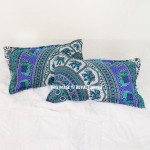 Blue Bush Morning Elephant Boho Mandala Bed Pillow Covers Set of Two