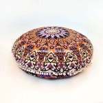 Purple & Brown 3 D Star Medallion Round Floor Pillow Cover 32 Inch