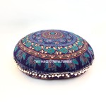 Blue Chakra Medallion Round Floor Pillow Cover 32 Inch