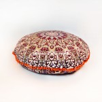 Maroon & Green Star Medallion Round Pillow Case 32 Inch