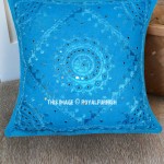 24" Turquoise Mirror Embroidered Decorative Square Throw Pillow Cover