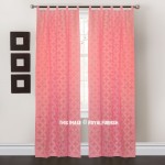 Pink Floral Cutwork Cotton Sheer Curtains Set of 2