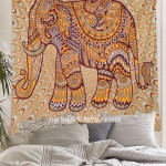 Yellow & Maroon Illusion Elephant Wall Tapestry