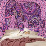 Pink Purple Illusion Elephant Tapestry