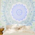 Green Blue Multi Folklorica Medallion Mandala Wall Tapestry