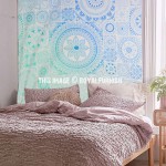 Sea Green & Blue Mandala Pattern Prisma Tapestry Bedspread