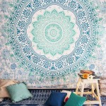 Sea Green Folklorica Medallion Mandala Tapestry