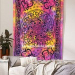 Multi Pink & Purple Hindu OM Chakra Tie Dye Tapestry Wall Hanging