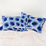 Blue Peacock Wings Featuring Bohemian Bed Pillow Covers Set of 2