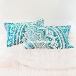Sea Green Geometric Ombre Mandala Bed Pillow Covers Set of Two