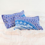 Blue Bohemian Floral Ombre Mandala Bed Pillow Cases Set of Two
