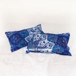 Blue Grey Multi 3D Boho Star Bed Pillow Cases Set of Two