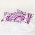 White Purple Long Leaf Bohemian Ombre Mandala Bed Pillow Covers Set of Two