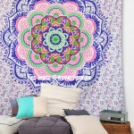 Pink Purple Multi Camellias Mandala Dorm Hippie Wall Tapestry