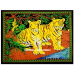 Riverside Sitting Indian Tiger Couple Cotton Fabric Wall Poster