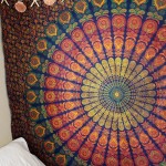 Blue & Yellow Hippie Medallion Mandala Boho Tapestry Wall Hanging