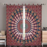 Blue Multi Good Vibes Mandala Hippie Tapestry Curtain Panel Pair