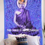 Purple Lotus Sitting Meditation Buddha Tapestry Wall Hanging