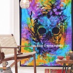 Multi Colorful Psychedelic Skull Tapestry Wall Hanging
