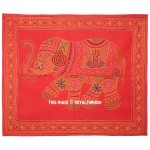 Red Indian Ari Embroidered Elephant Fabric Wall Hanging Decor Art