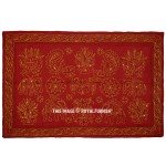 Maroon Color Birds & Animal Featuring One of A Kind Handmade Cotton Wall Hanging