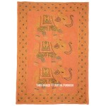 Orange Jaipuri 3 Elephant Hand Work Embroidery Tapestry Wall Hanging