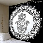 Black & White Medallion Hamsa Hand Wall Tapestry