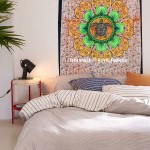 Twin Orange Multi Turtle Mandala Tapestry