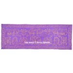 Purple Animal & Floral Golden Thread Embroidered Fabric Wall Hanging Art 