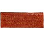Maroon Elephants & Bird Featuring Golden Embroidery Fabric Cloth Wall Hanging