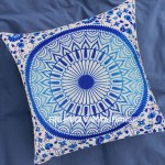 Decorative Blue Bohemian Throw Pillow Case 16X16 Inch