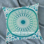 Sea Green Medallion Mandala Cotton Throw Pillow Case 16X16