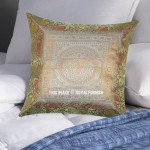 White Medallion Mandala Silk Brocade Throw Pillow Case