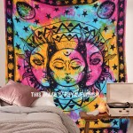 Psychedelic Sun & Moon Celestial Energy Mystic Art Printed Tapestry Wall Hanging