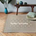 Beige & Grey Decor Floral Printed Outdoor Indoor Indigo Dhurrie Rug 3'X5'