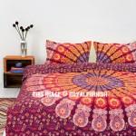 Maroon Multi Cool Floral Mandala Duvet Covers with Set of 2 Pillow Covers