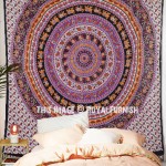 Purple & Black Bohemian Elephant Mandala Wall Tapestry