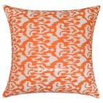 24" Orange ZigZag Embroidered Ikat Kantha Throw Pillow Cover Case