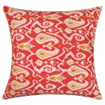 24" Big Red Multi Ikat Kantha Bohemian Throw Pillow Cover