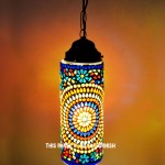 Floral Carved Cylinder Shaped Pendant Light Lamp