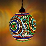 Multi Color Turkish Mosaic Pumpkin Shape Pendant Light